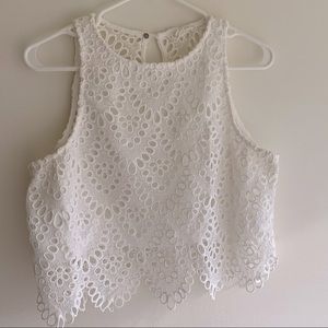 White Eyelet Cropped Tank